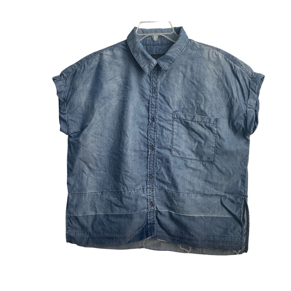Rails Courtney Dark Wash Tencel Fabric Released Hem Top Size Medium